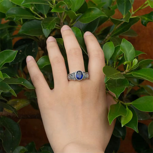 Dazzle Dime® S925 Sterling Silver Men's Ring with Blue Cubic Zirconia | Classic Wedding & Gift Jewelry