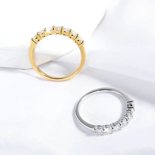 Dazzle DIme 0.7CT 3Mm Moissanite 925 Sterling Engagement Rings Wedding Diamonds Band