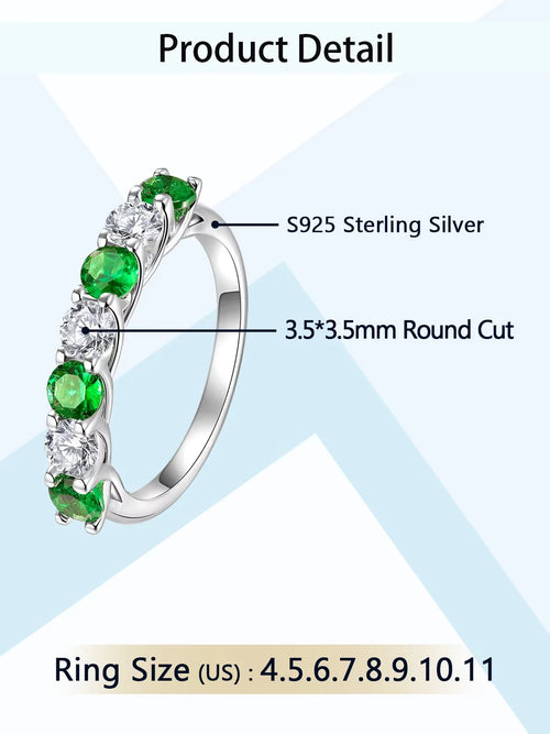 Dazzle Dime® Gemstone Moissanite Eternity Band with Birthstone Accents in 925 Sterling Silver