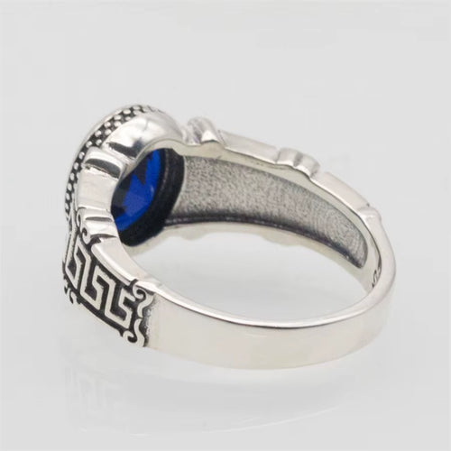 Dazzle Dime® S925 Sterling Silver Men's Ring with Blue Cubic Zirconia | Classic Wedding & Gift Jewelry