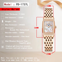 PAGANI Design 22mm Square Women’s Quartz Watch – Sapphire Glass, Stainless Steel, 50M Waterproof