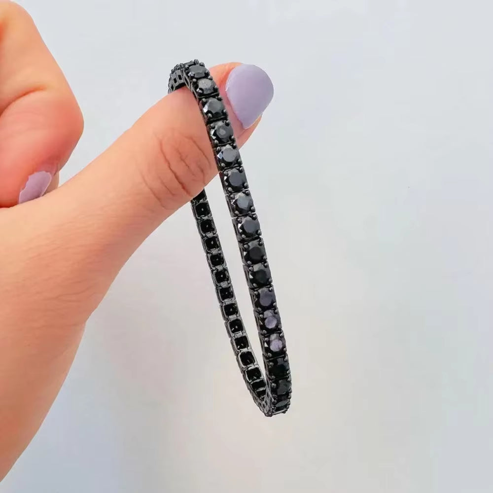 Dazzle Dime Black Moissanite Tennis Bracelet Full Diamond GRA 925 Sterling Silver18K Plated Hip Hop Style Bracelets for Men & Women