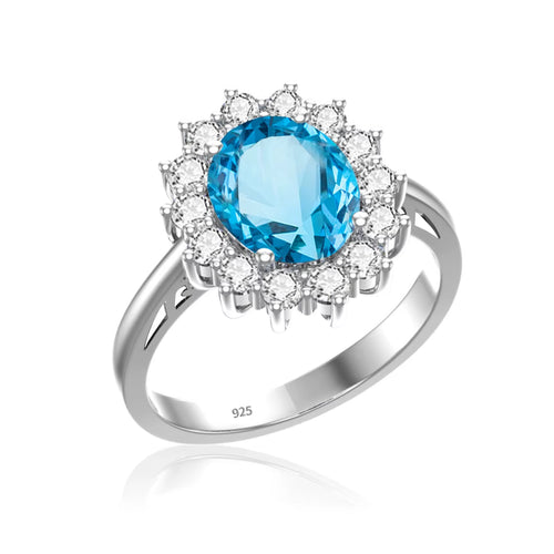 Dazzle Dime® Oval Cut 8x10mm Aquamarine Ring | 18K Gold-Plated Sterling Silver | Elegant Birthstone & Wedding Jewelry
