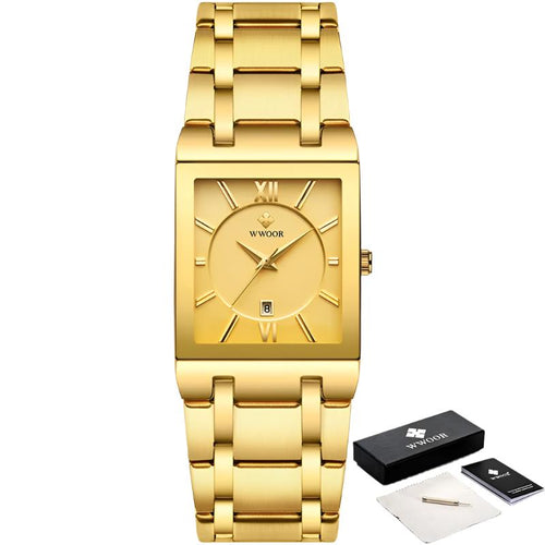 Relogio Masculino New Fashion Watches Men  Luxury Square Blue Men'S Wristwatch Stainless Steel Waterproof Quartz Clock Male