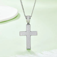 Hip-Hop Style Luxury Full Moissanite Cross Pendant for Men – 18K Gold-Plated 925 Sterling Silver