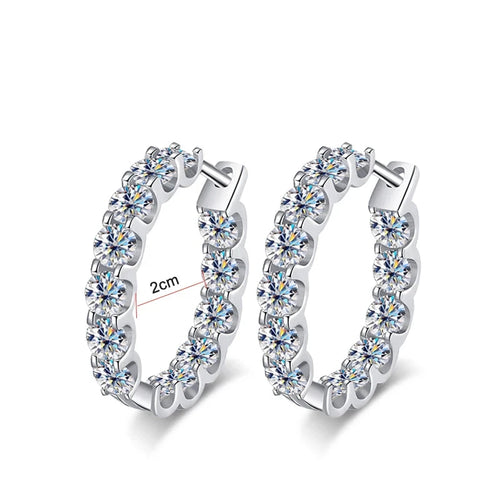 Dazzle Dime 2.6CT D Color Moissanite Earring 925 Sterling Sliver White Gold Plated Hoop Earring