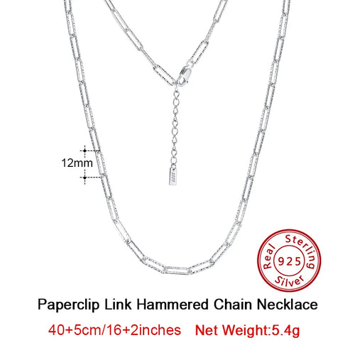 Dazzle Dime® 14K Gold Plated 925 Sterling Silver Paperclip Chain Necklace – 3.6mm/5mm/7mm | Unisex Link Necklace for Women & Men