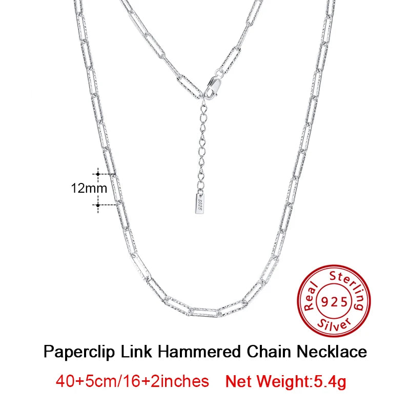 Dazzle Dime® 14K Gold Plated 925 Sterling Silver Paperclip Chain Necklace – 3.6mm/5mm/7mm | Unisex Link Necklace for Women & Men