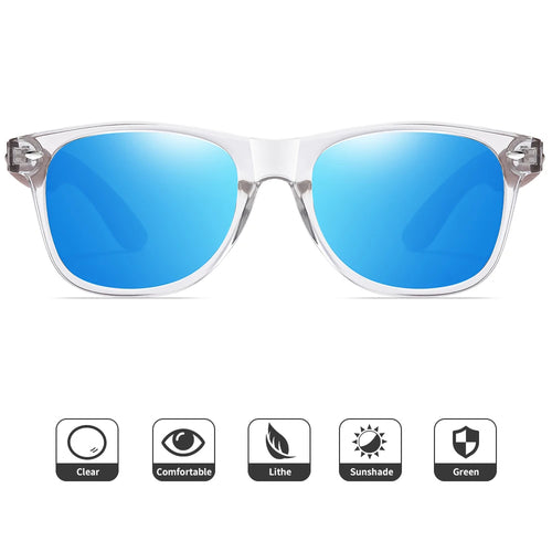 Handmade Transparent Color Frame Polarized Wooden Sunglasses for Men & Women – A Blend of Fashion and Craftsmanship