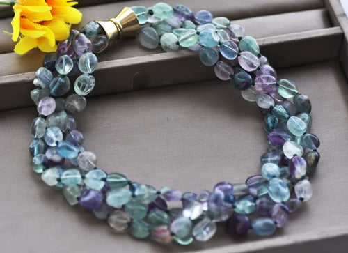 18" Natural Baroque Gemstone Necklace with Magnetic Clasp | Handcrafted Statement Jewelry with Amazonite, Amethyst, Fluorite, Morganite & Tourmaline