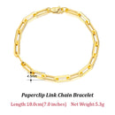 Dazzle Dime® 14K Gold Plated 925 Sterling Silver Paperclip Chain Necklace – 3.6mm/5mm/7mm | Unisex Link Necklace for Women & Men