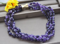 18" Natural Baroque Gemstone Necklace with Magnetic Clasp | Handcrafted Statement Jewelry with Amazonite, Amethyst, Fluorite, Morganite & Tourmaline