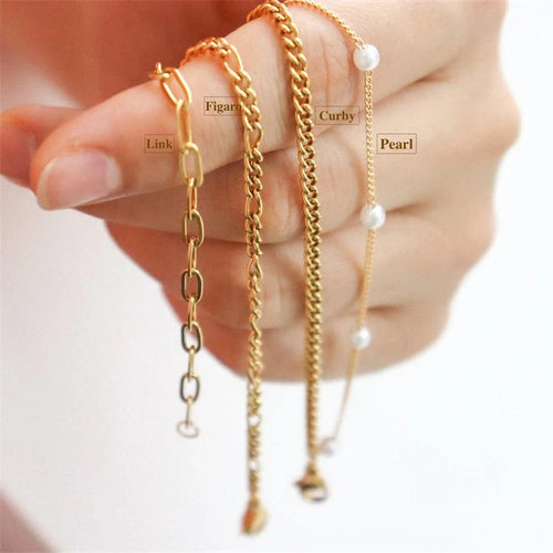 14K Gold Filled Figaro Chain Bracelet with Pearls – Handmade Boho Jewelry for Women