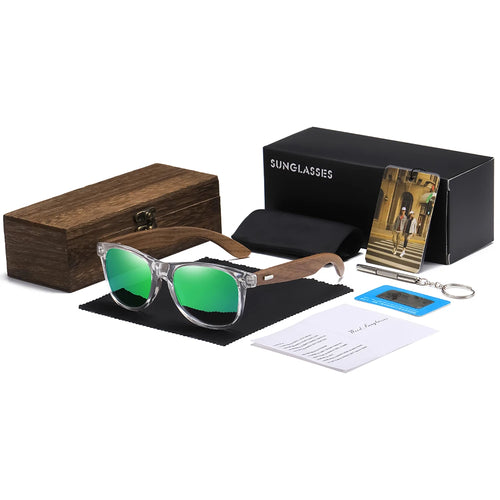 Handmade Transparent Color Frame Polarized Wooden Sunglasses for Men & Women – A Blend of Fashion and Craftsmanship