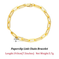 Dazzle Dime® 14K Gold Plated 925 Sterling Silver Paperclip Chain Necklace – 3.6mm/5mm/7mm | Unisex Link Necklace for Women & Men