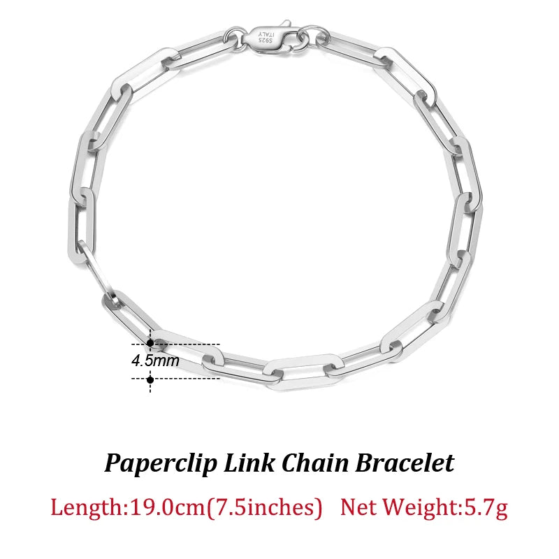 Dazzle Dime® 14K Gold Plated 925 Sterling Silver Paperclip Chain Necklace – 3.6mm/5mm/7mm | Unisex Link Necklace for Women & Men