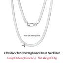 Dazzle Dime® 3mm Herringbone Snake Chain Necklace – 14K Gold Plated 925 Sterling Silver | Flexible Flat Chain for Women SC35