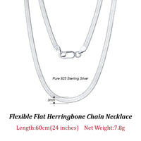 Dazzle Dime® 3mm Herringbone Snake Chain Necklace – 14K Gold Plated 925 Sterling Silver | Flexible Flat Chain for Women SC35