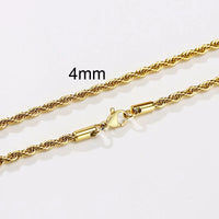 Men's 925 Sterling Silver Twist Rope Chain Necklace - Minimalist Design in White or Yellow Gold, 2-5mm Width, 16g Weight