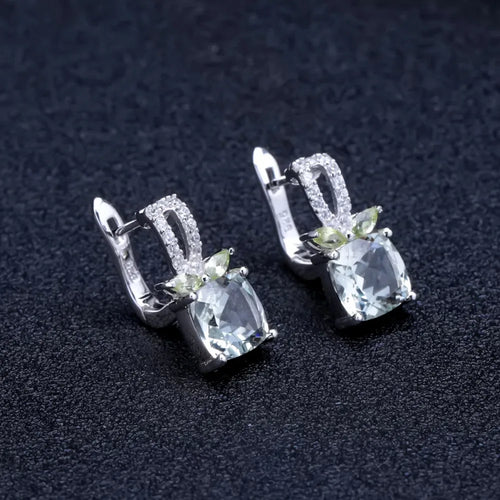 4.16ct Natural Green Amethyst Stud Earrings – 925 Sterling Silver