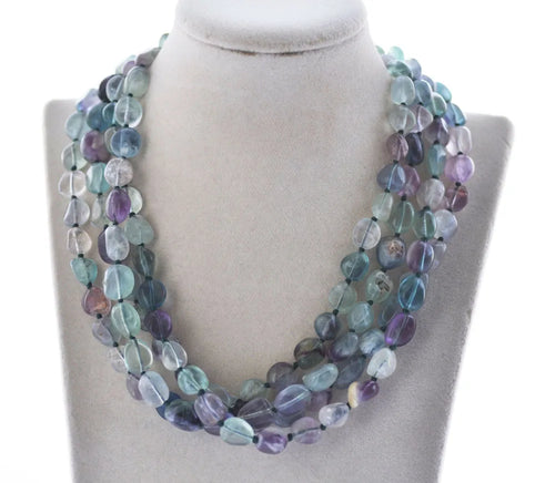 18" Natural Baroque Gemstone Necklace with Magnetic Clasp | Handcrafted Statement Jewelry with Amazonite, Amethyst, Fluorite, Morganite & Tourmaline