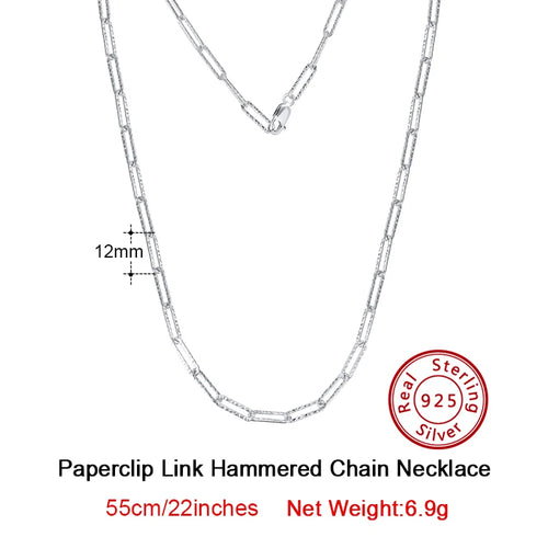 Dazzle Dime® 14K Gold Plated 925 Sterling Silver Paperclip Chain Necklace – 3.6mm/5mm/7mm | Unisex Link Necklace for Women & Men