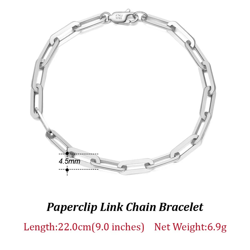 Dazzle Dime® 14K Gold Plated 925 Sterling Silver Paperclip Chain Necklace – 3.6mm/5mm/7mm | Unisex Link Necklace for Women & Men