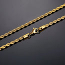 Men's 925 Sterling Silver Twist Rope Chain Necklace - Minimalist Design in White or Yellow Gold, 2-5mm Width, 16g Weight