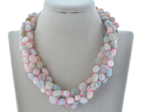 18" Natural Baroque Gemstone Necklace with Magnetic Clasp | Handcrafted Statement Jewelry with Amazonite, Amethyst, Fluorite, Morganite & Tourmaline