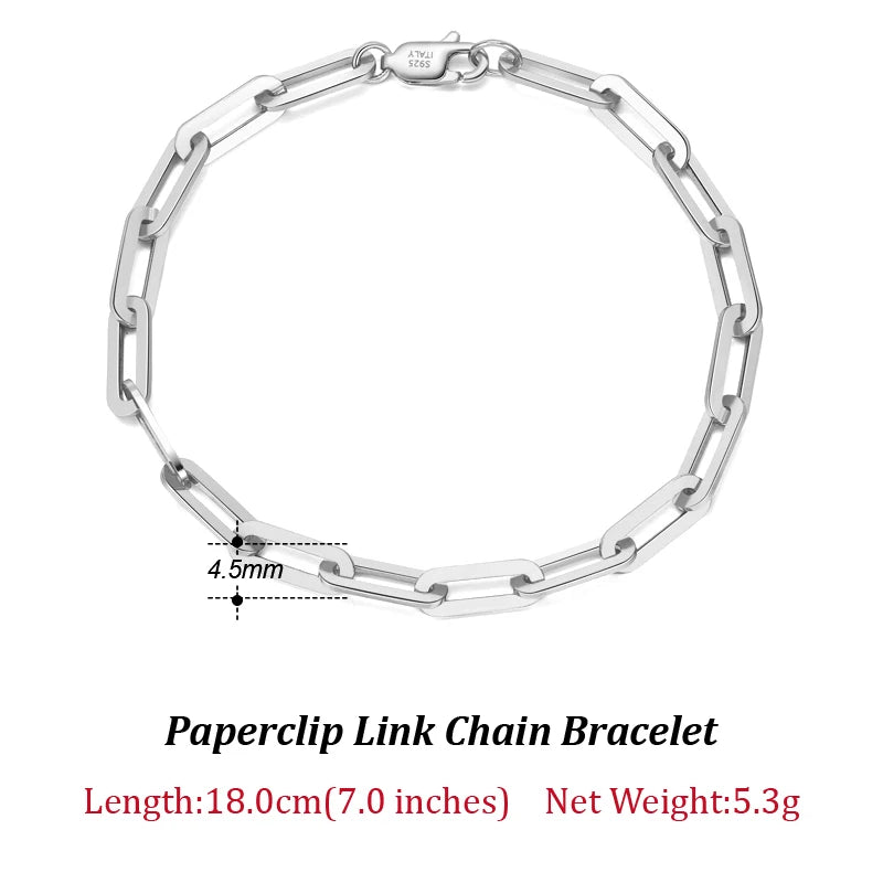 Dazzle Dime® 14K Gold Plated 925 Sterling Silver Paperclip Chain Necklace – 3.6mm/5mm/7mm | Unisex Link Necklace for Women & Men
