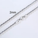 Men's 925 Sterling Silver Twist Rope Chain Necklace - Minimalist Design in White or Yellow Gold, 2-5mm Width, 16g Weight