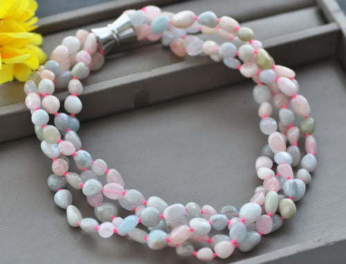 18" Natural Baroque Gemstone Necklace with Magnetic Clasp | Handcrafted Statement Jewelry with Amazonite, Amethyst, Fluorite, Morganite & Tourmaline