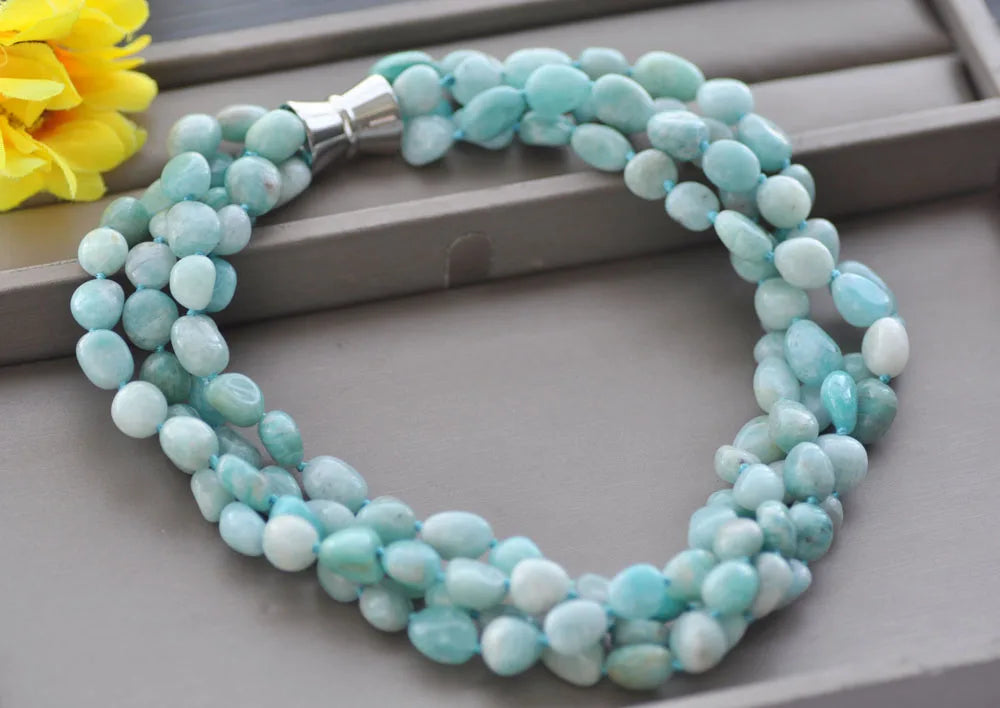 18" Natural Baroque Gemstone Necklace with Magnetic Clasp | Handcrafted Statement Jewelry with Amazonite, Amethyst, Fluorite, Morganite & Tourmaline