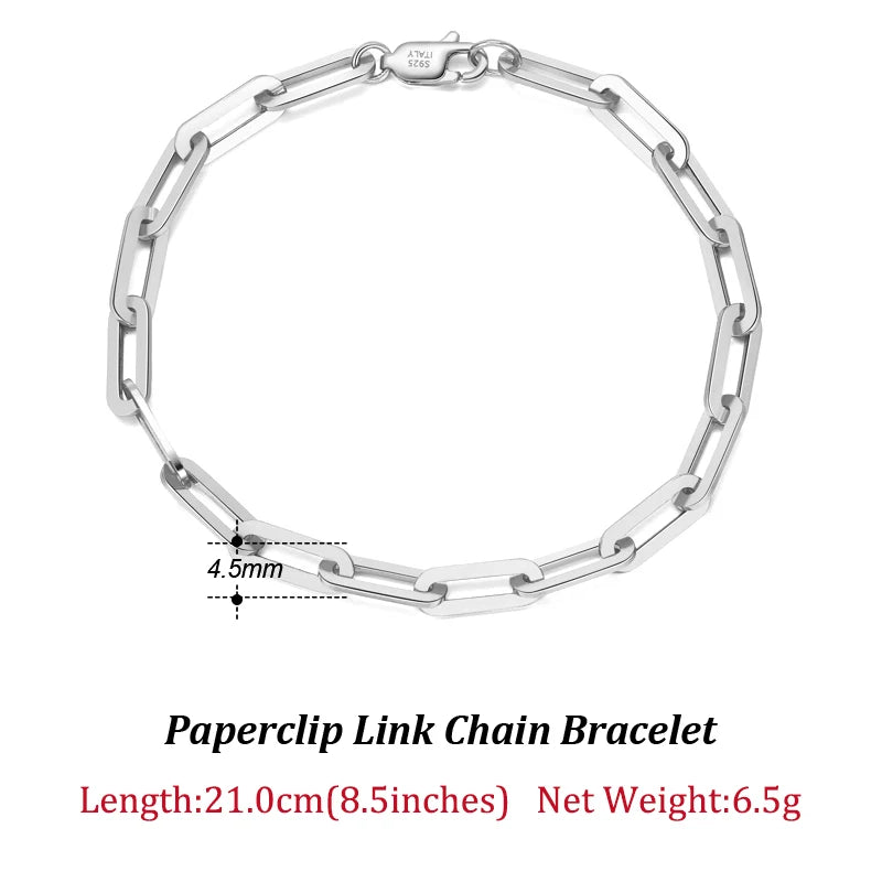 Dazzle Dime® 14K Gold Plated 925 Sterling Silver Paperclip Chain Necklace – 3.6mm/5mm/7mm | Unisex Link Necklace for Women & Men