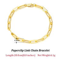 Dazzle Dime® 14K Gold Plated 925 Sterling Silver Paperclip Chain Necklace – 3.6mm/5mm/7mm | Unisex Link Necklace for Women & Men