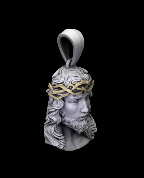 Dazzle Dime Jesus Inspired Sculpture Inspired Pendant with Chain 925 Base 18K White, Yellow and Rose Gold Plated DAZZLE DIME®