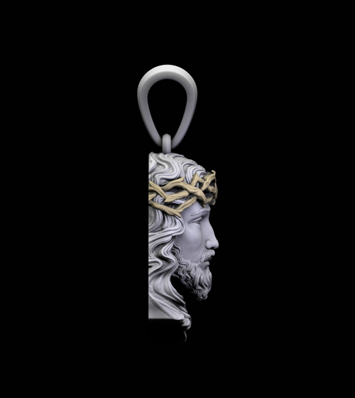 Dazzle Dime Jesus Inspired Sculpture Inspired Pendant with Chain 925 Base 18K White, Yellow and Rose Gold Plated DAZZLE DIME®