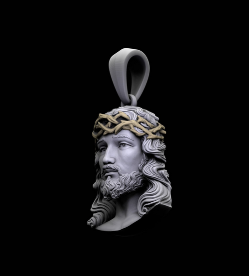 Dazzle Dime Jesus Inspired Sculpture Inspired Pendant with Chain 925 Base 18K White, Yellow and Rose Gold Plated DAZZLE DIME®