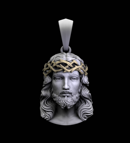 Dazzle Dime Jesus Inspired Sculpture Inspired Pendant with Chain 925 Base 18K White, Yellow and Rose Gold Plated DAZZLE DIME®