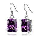 Dazzle Dime® Amethyst Sterling Silver Earrings – Square White Gold-Plated Gemstone Fine Jewelry for Women