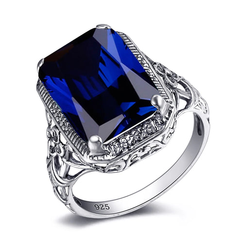 Vintage Gemstone Birthstone Wedding Ring – 925 Sterling Silver, Handmade Luxury for Women