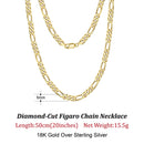 Dazzle Dime® 925 Sterling Silver Figaro Chain Necklace for Men & Women – 3.3mm/5mm/7mm | Rhodium/Gold Plated | Trendy Statement Jewelry