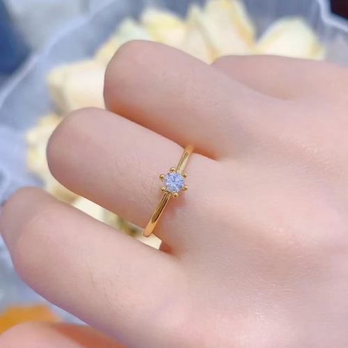 Dazzle Dime® 18K Solid Gold Moissanite Ring | Certified AU750 Fine Jewelry | Wedding, Engagement & Anniversary Gift