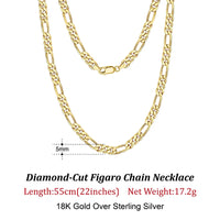 Dazzle Dime® 925 Sterling Silver Figaro Chain Necklace for Men & Women – 3.3mm/5mm/7mm | Rhodium/Gold Plated | Trendy Statement Jewelry
