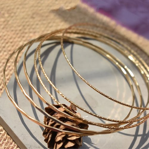 Dazzle Dime® 14K Gold-Filled Stacking Bangle | Handmade Closed Bracelet | Vintage Boho Charm Bracelet | Tarnish-Resistant Bridesmaid Gift