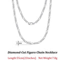 Dazzle Dime® 925 Sterling Silver Figaro Chain Necklace for Men & Women – 3.3mm/5mm/7mm | Rhodium/Gold Plated | Trendy Statement Jewelry