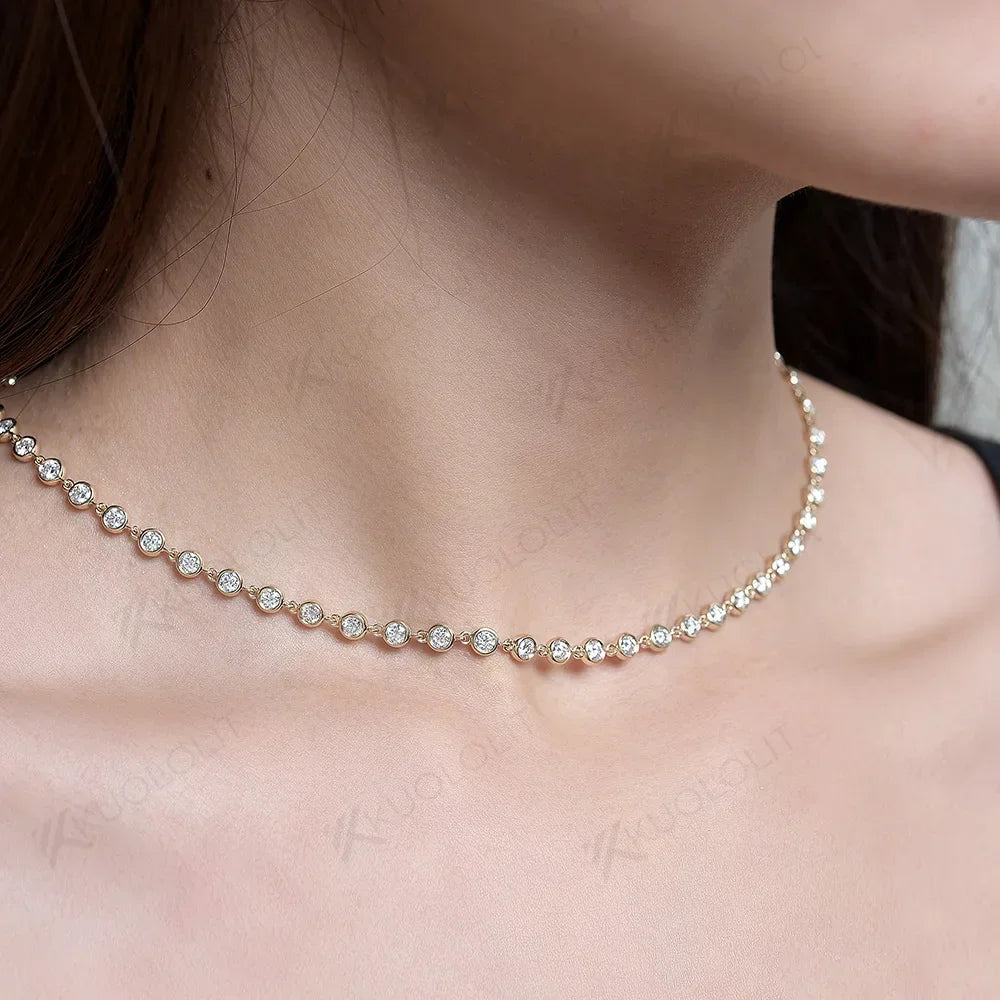 Moissanite Solitaire Necklace – 14K/10K/9K Solid Gold or 925 Silver, D/VVS1 3mm
