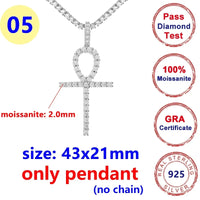 8MM Full Moissanite Cross Pendant – S925 Sterling Silver White Gold for Men & Women