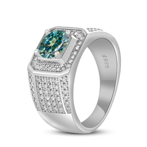 1CT Moissanite Ring for Men – 6.5mm D Color Stone | 925 Sterling Silver with 18K Platinum Plating | GRA Certified Hip-Hop Wedding Band