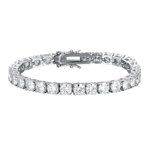Dazzle Dime 2Mm Moissanite Tennis Bracelet Hallmarked 925 Sterling 18K Plated White Gold Sparkling Party Jewelry